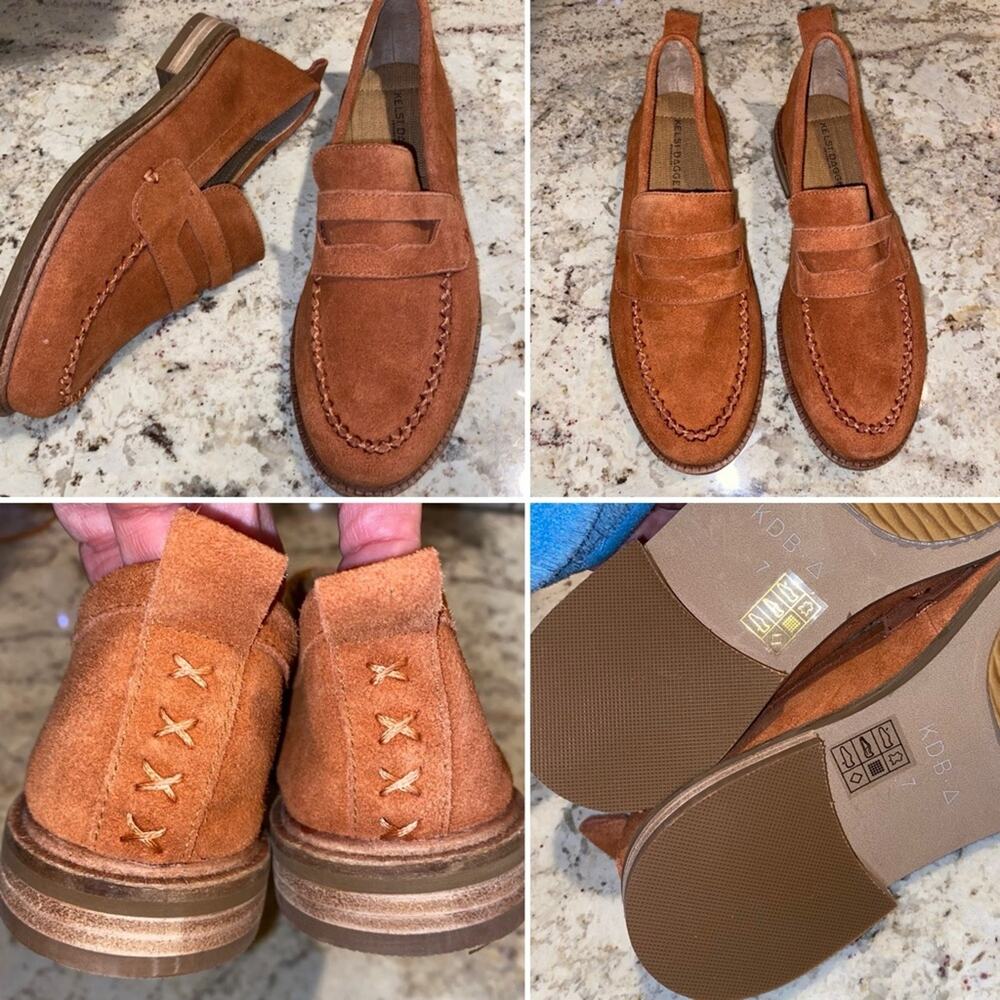 New Kelsi Dagger $130 Lens Hickory Suede Loafers Women’s sz 7 No Box
